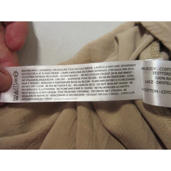 Ariat  Sleeveless Blouse Women XL Tan Lace Embellishment Cotton Blend - Picture 5 of 5